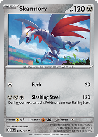 Skarmory - 142/197 UC - Scarlet & Violet Obsidian Flames - Pokemon TCG