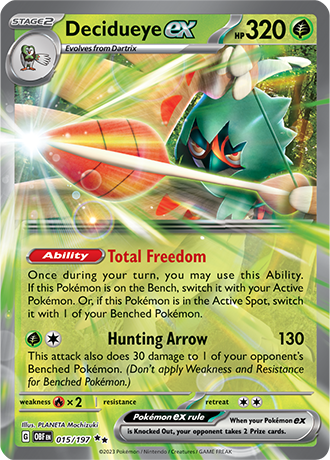 Decidueye EX - 015/197 DR - Scarlet & Violet Obsidian Flames - Pokemon TCG (Holo)