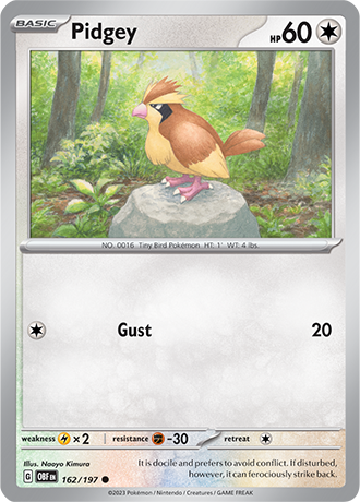 Pidgey - 162/197 C - Scarlet & Violet Obsidian Flames - Pokemon TCG