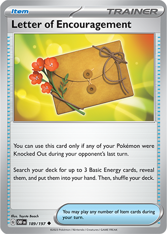 Letter of Encouragement - 189/197 UC - Scarlet & Violet Obsidian Flames - Pokemon TCG