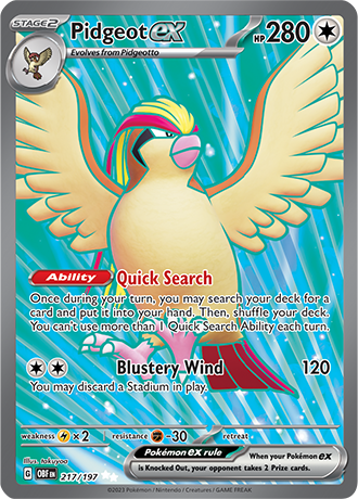 Pidgeot EX - 217/197 FA - Scarlet & Violet Obsidian Flames - Pokemon TCG (Holo)