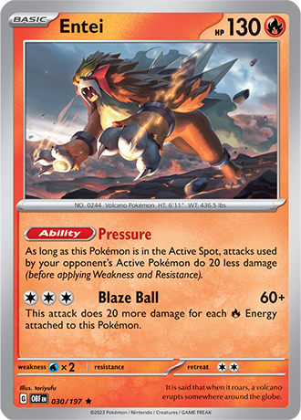 Entei - 030/197 R - Scarlet & Violet Obsidian Flames - Pokemon TCG (Holo)