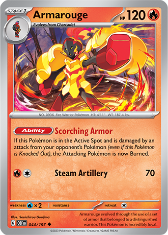 Armarouge - 044/197 UC - Scarlet & Violet Obsidian Flames - Pokemon TCG