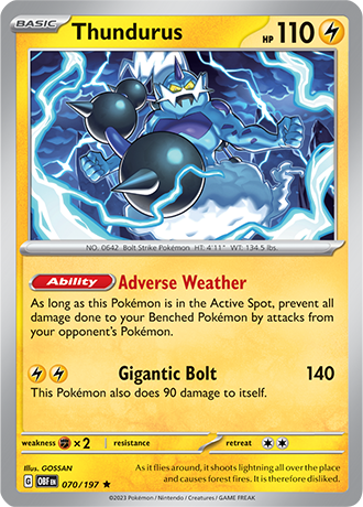 Thundurus - 70/197 R - Scarlet & Violet Obsidian Flames - Pokemon TCG (Holo)