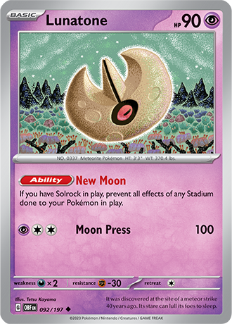 Lunatone - 092/197 UC - Scarlet & Violet Obsidian Flames - Pokemon TCG