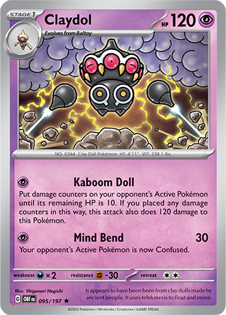 Claydol - 095/107 R - Scarlet & Violet Obsidian Flames - Pokemon TCG (Holo)