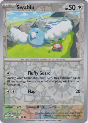 Swablu - 169/197 C - Scarlet & Violet Obsidian Flames - Pokemon TCG (Reverse Holo)