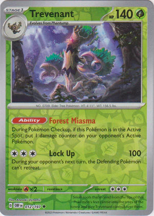 Trevenant - 012/197 UC - Scarlet & Violet Obsidian Flames - Pokemon TCG (Reverse Holo)