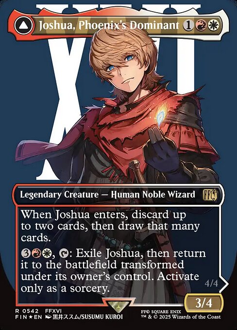 Joshua, Phoenix's Dominant // Phoenix, Warden of Fire - Final Fantasy FIN - NM - 0542 R (Borderless Surge Foil)