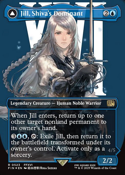 Jill, Shiva's Dominant // Shiva, Warden of Ice - Final Fantasy FIN - NM - 0523 R (Borderless Surge Foil)