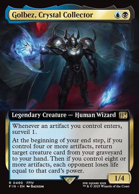Golbez, Crystal Collector - Final Fantasy FIN - NM - 0490 R (Extended Foil)