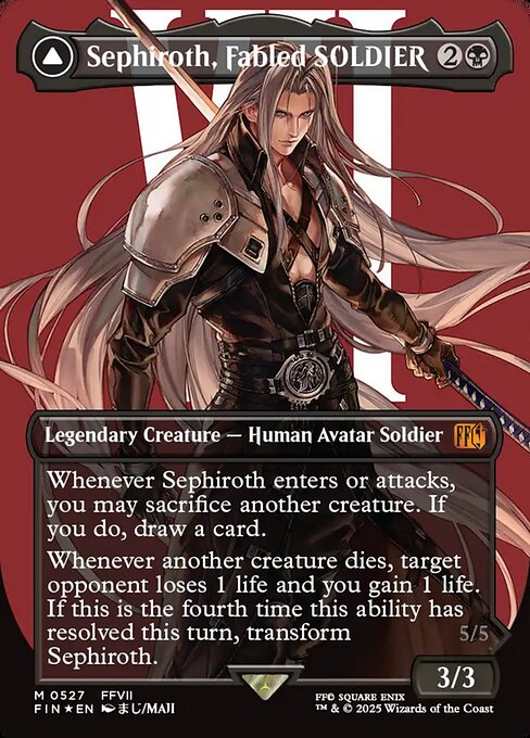 Sephiroth, Fabled SOLDIER // Sephiroth, One-Winged Angel - Final Fantasy FIN - NM - 0527 M (Borderless Surge Foil)