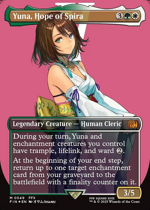 Yuna, Hope of Spira - Final Fantasy FIN - NM - 0549 M (Borderless Surge Foil)