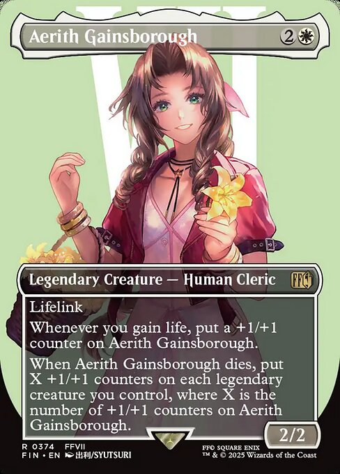 Aerith Gainsborough - Final Fantasy FIN - NM - 0374 R (Borderless Foil)