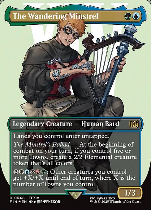 The Wandering Minstrel - Final Fantasy FIN - NM - 0548 R (Borderless Surge Foil)