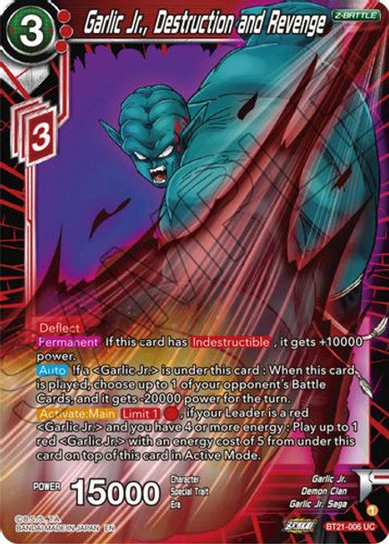 Garlic Jr., Destruction and Revenge - BT21-006 UC - Z04 Wild Resurgence