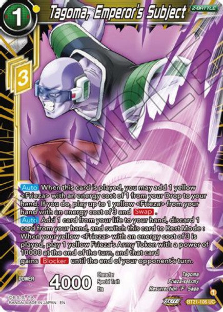 Tagoma, Emperor's Subject - BT21-106 UC - Z04 Wild Resurgence