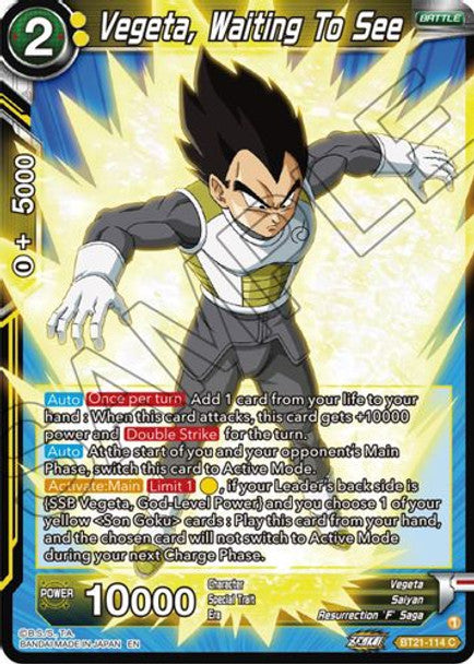 Vegeta, Waiting To See - BT21-114 C - Z04 Wild Resurgence (Foil)