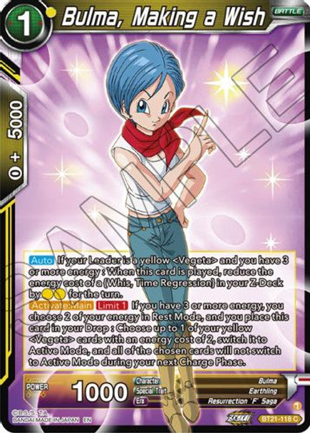 Bulma, Making a Wish - BT21-118 C - Z04 Wild Resurgence