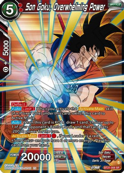 Son Goku, Overwhelming Power - BT21-008 SR - Z04 Wild Resurgence (Foil)