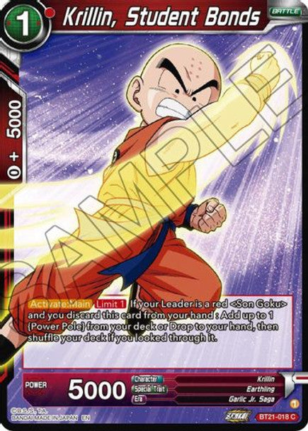 Krillin, Student Bonds - BT21-018 C - Z04 Wild Resurgence (Foil)