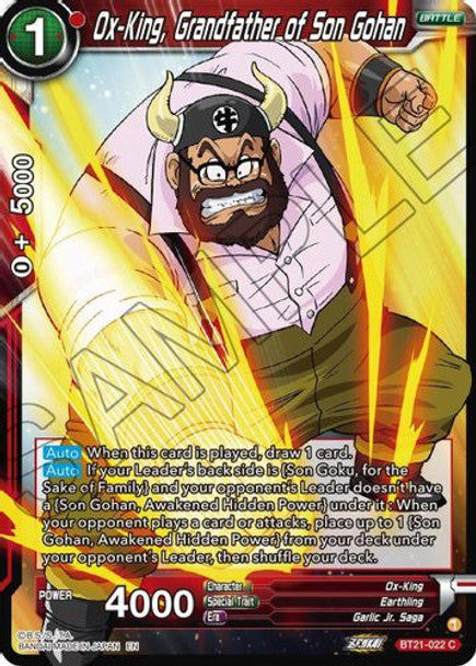 Ox-King, Grandfather of Son Gohan - BT21-022 C - Z04 Wild Resurgence