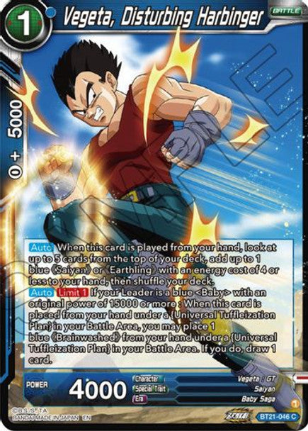 Vegeta, Disturbing Harbinger - BT21-046 C - Z04 Wild Resurgence