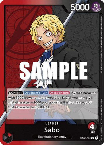 Sabo - OP05-001 L - OP05 Awakening of the New Era - NM - One Piece Card Game