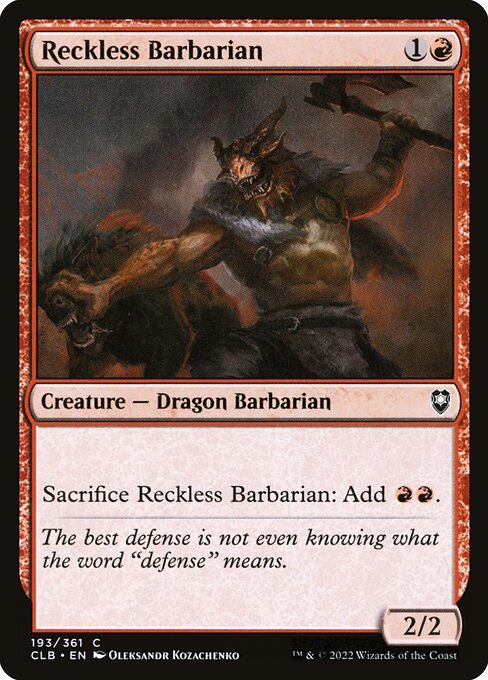 Reckless Barbarian - Battle for Baldur's Gate CLB - NM - 193 C