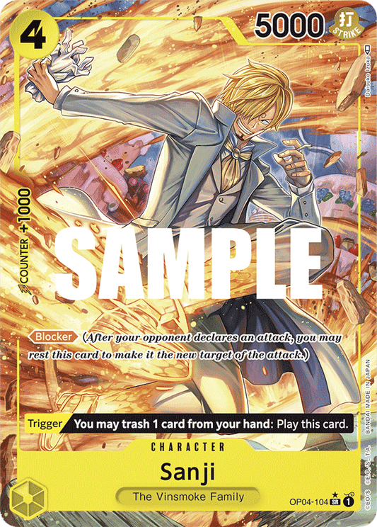 Sanji - OP04-104 SR - OP04 Kingdoms of Intrigue - NM - One Piece Card Game (Alt Art Foil)