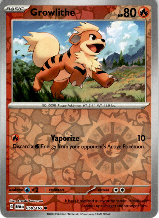 Growlithe - 058/165 C - Scarlet & Violet 151 - Pokemon TCG (Reverse Holo)