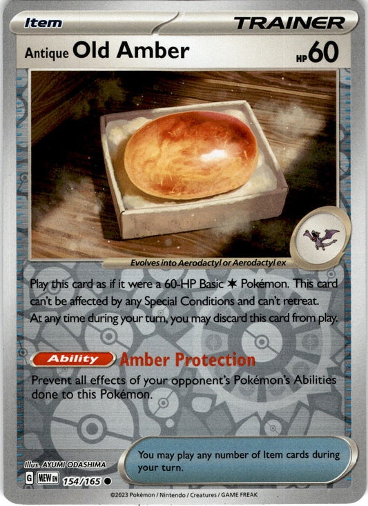 Antique Old Amber - 154/165 C - Scarlet & Violet 151 - Pokemon TCG (Reverse Holo)