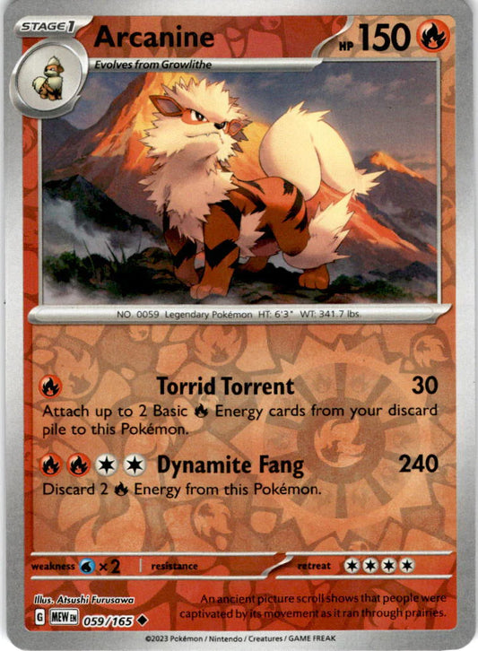 Arcanine - 059/165 UC - Scarlet & Violet 151 - Pokemon TCG (Reverse Holo)