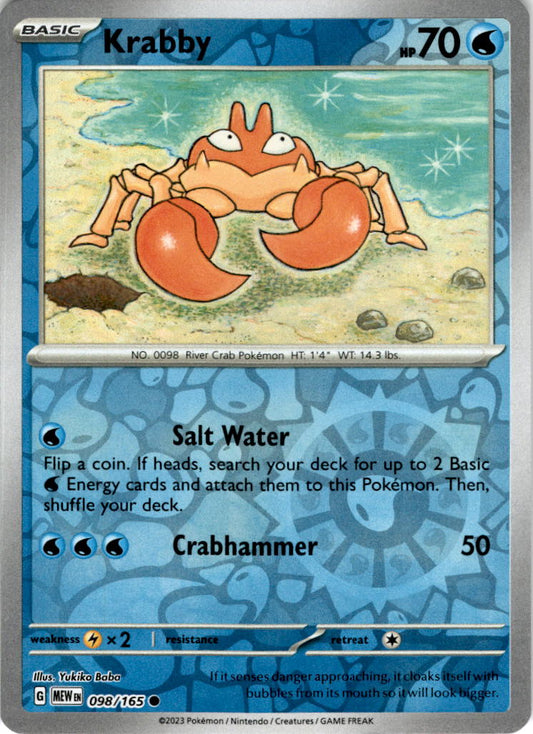 Krabby - 098/165 C - Scarlet & Violet 151 - Pokemon TCG (Reverse Holo)