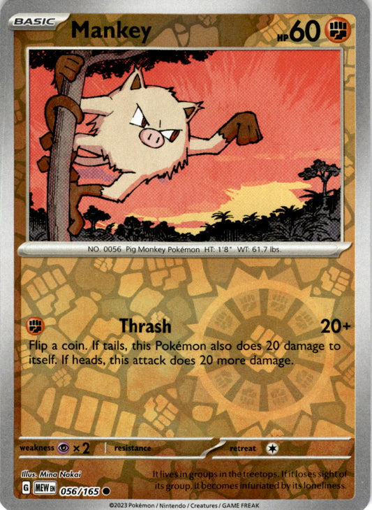 Mankey - 056/165 C - Scarlet & Violet 151 - Pokemon TCG (Reverse Holo)