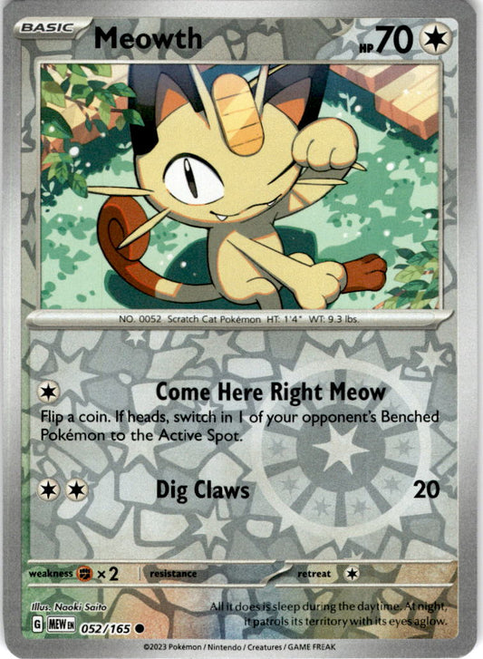 Meowth - 052/165 C - Scarlet & Violet 151 - Pokemon TCG (Reverse Holo)