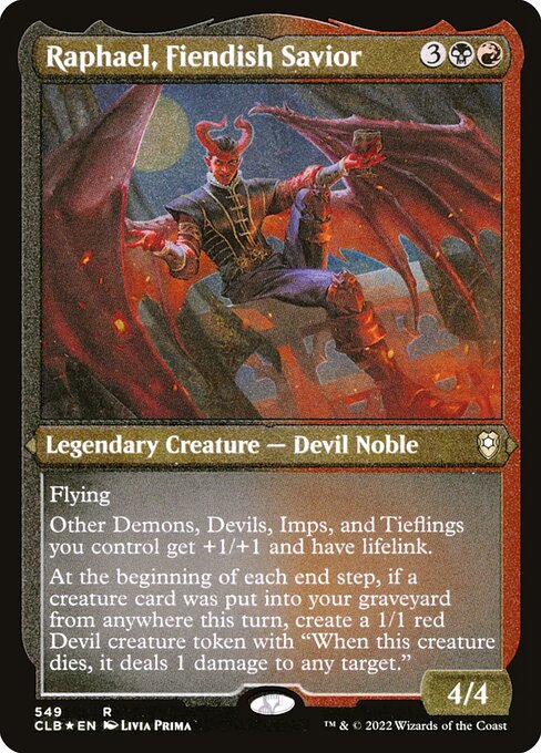 Raphael, Fiendish Savior - Battle for Baldur's Gate Rare CLB - NM - 549 (Etched Foil)