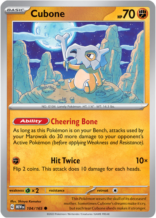 Cubone - 104/165 C - Scarlet & Violet 151 - Pokemon TCG