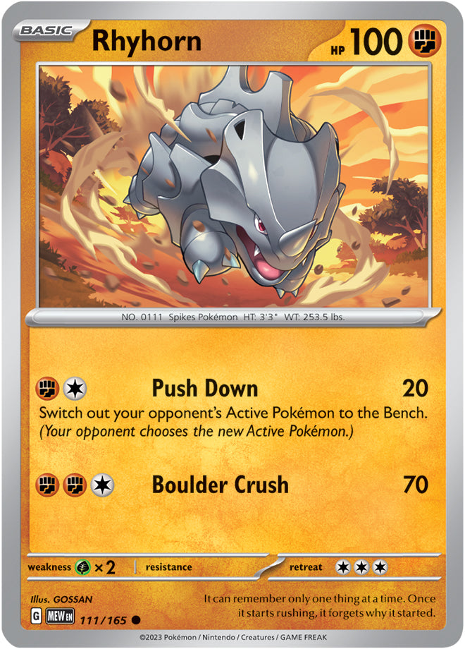 Rhyhorn - 111/165 C - Scarlet & Violet 151 - Pokemon TCG