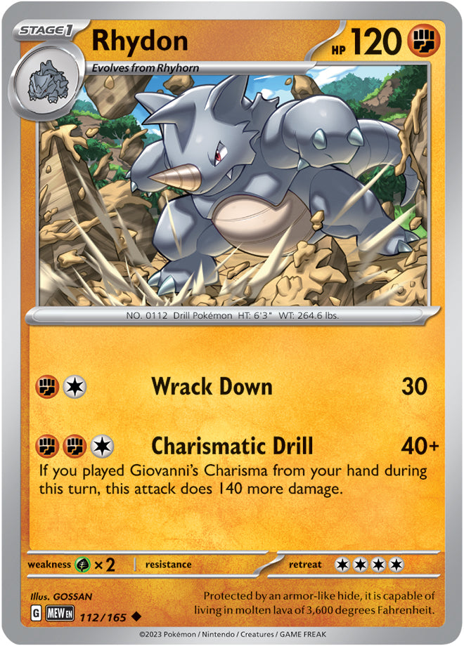 Rhydon - 112/165 UC - Scarlet & Violet 151 - Pokemon TCG