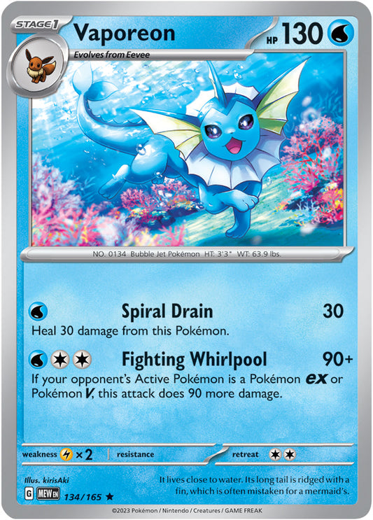 Vaporeon - 134/165 R - Scarlet & Violet 151 - Pokemon TCG (Holo)