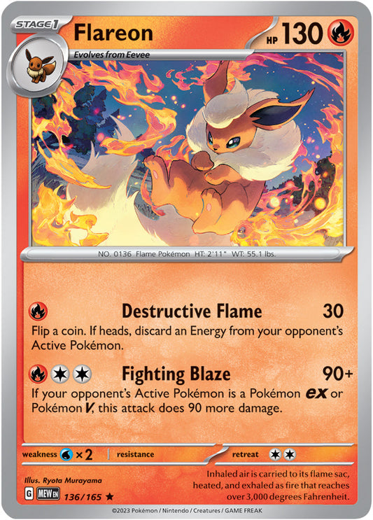 Flareon - 136/165 R - Scarlet & Violet 151 - Pokemon TCG (Holo)