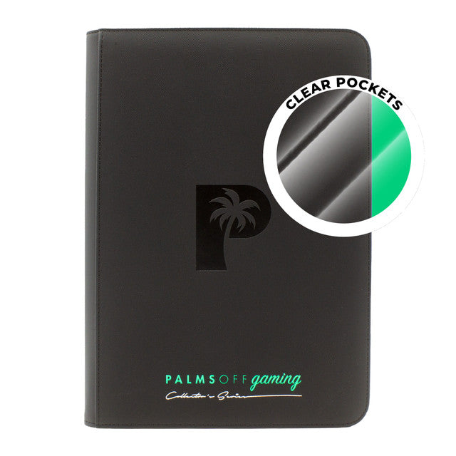 Collector's Series TOP LOADER Zip Binder (216 Capacity)(CLEAR) - BLACK - Palms Off Gaming