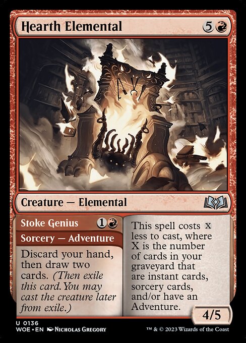 Hearth Elemental // Stoke Genius - Wilds of Eldraine WOE - NM - 0136 U