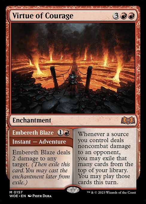 Virtue of Courage // Embereth Blaze - Wilds of Eldraine WOE - NM - 0157 M