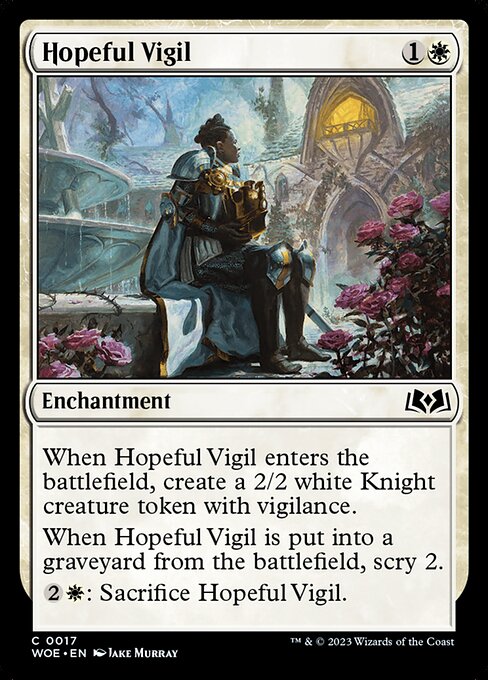 Hopeful Vigil - Wilds of Eldraine WOE - NM - 0017 C