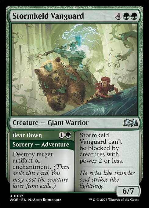 Stormkeld Vanguard // Bear Down - Wilds of Eldraine WOE - NM - 0187 U