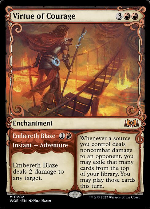 Virtue of Courage // Embereth Blaze - Wilds of Eldraine WOE - NM - 0282 M (Showcase)