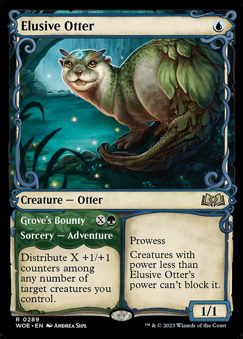 Elusive Otter // Grove's Bounty - Wilds of Eldraine WOE - NM - 0289 R (Showcase)