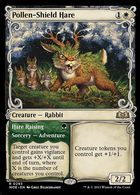 Pollen-Shield Hare // Hare Raising - Wilds of Eldraine WOE - NM - 0293 R (Showcase)